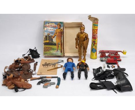 Marx Toys group to include Sir Percival Gold Knight figure with accessories and story leaflet, not checked for completeness, 