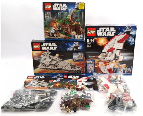 Lego Star Wars Group Including: (1) #7931 Jedi T-6 Shuttle, (2) #8099 Midi-Scale Imperial Star Destroyer, (3) #7956 Ewok Atta