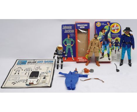 Mixed Action Figure group to include (1) loose/unboxed Mattel - Major Matt Mason figure with space sled, information card; (2