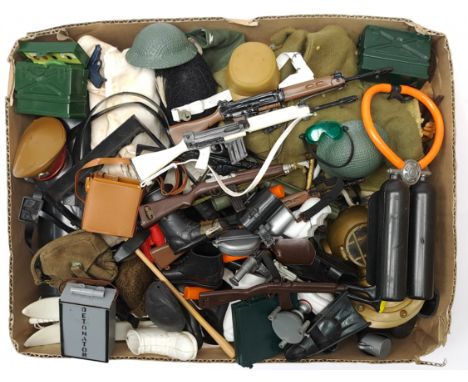 Palitoy Action Man vintage loose clothing/accessories to include guns, various part outfits, helmets/hats plus others - gener