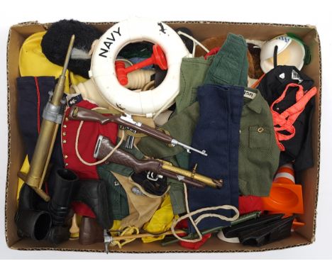 Palitoy Action Man vintage loose clothing/accessories to include guns, boots, helmets/hats, plus others - generally Fair to G