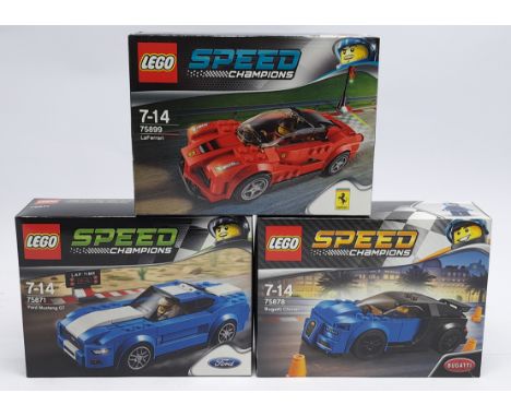 Lego (Sealed) Speed Champions group to include (1) #75871 Ford Mustang GT; (2) #75878 Bugatti Chiron; (3) #75899 LaFerrari, a