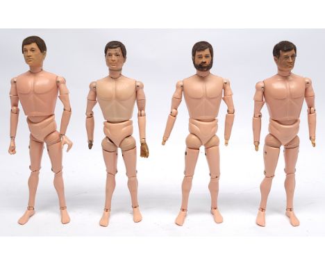 Palitoy Action Man vintage loose/undressed flock hair figures, a group which appear to be generally Fair, some discolouration