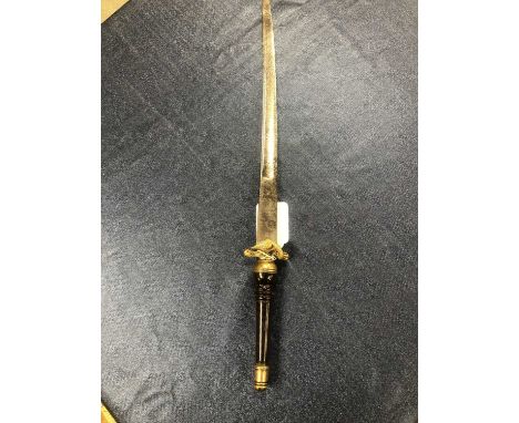 An early 18th century German plug bayonet, 42 cm double fullered blade etched with hunting scenes panels of foilage.