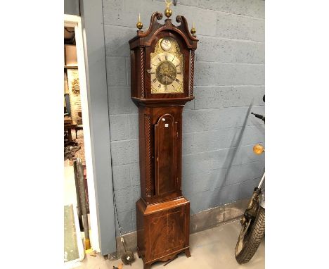 A 19th C. mahogany long cased clock by Goddard Forster Sittingbourne, the arched brass dial with subsidiary second and date a