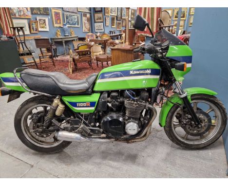 Motorcycle- Kawazaki Z1100R Eddie Lawson replica (factory) 1985. Reg. No.C663KUG- Frame number KZT10R-000850 - Engine number 