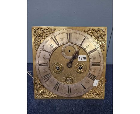 A Henry Delafuelle, London, long case clock movement with a weight, the 28cms square dial with silvered chapter ring, subsidi