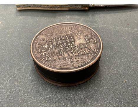 A GERMAN  STYLE PEWTER SNUFF BOX 