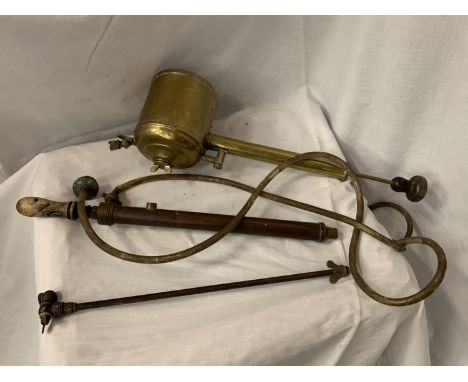 TWO VINTAGE BRASS FLY SPRAYERS 