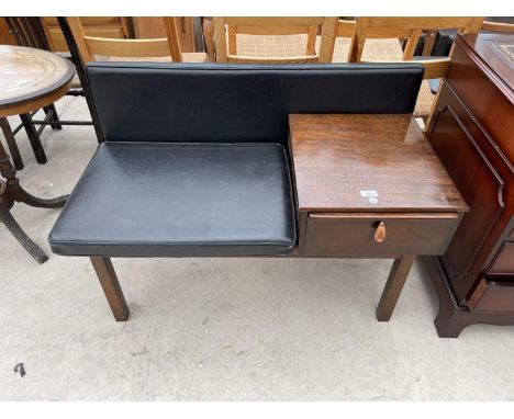 A RETRO TELEPHONE TABLE/SEAT WITH SINGLE DRAWER AND SLIDE 