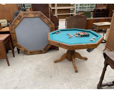 AN AMERICAN OCTAGONAL PIN BALL TABLE, WITH DETACHABLE TOP TO FORM TABLE 