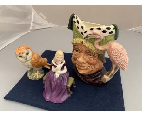 3 X CERAMIC ITEMS ? BESWICK BARN OWL, ROYAL DOULTON ?AFFECTION? HN 2236 &amp; ?UGLY DUCHESS? D 6599 