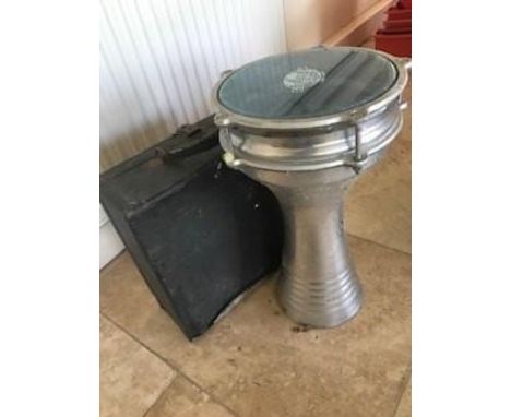 A VINTAGE CORONA TYPEWRITER IN BOX AND A DARBUKANB:THESE ITEMS ARE TO BE COLLECTED FROM HEATHER BANK FARM, CONGLETON, CHESHIR