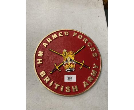 A CAST CIRCULAR BRITISH ARMY SIGN 