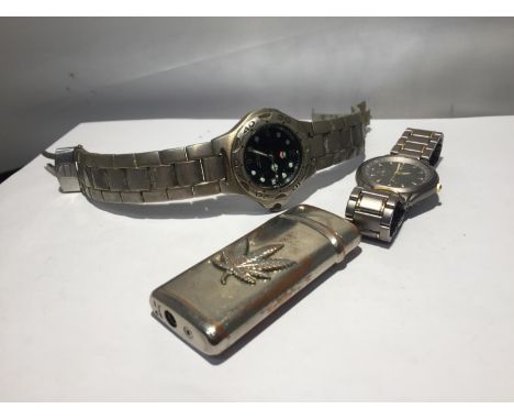 THREE ITEMS TO INCLUDE TWO WRIST WATCHES  PHILIP PERSIO AND A TAG HEUER AND A LIGHTER 