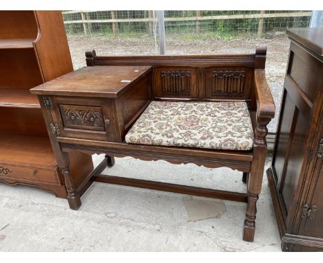 AN OLD CHARM OAK TELEPHONE TABLE/SEAT 