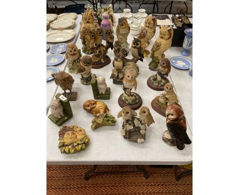 A LARGE SELECTION OF CERAMIC AND RESIN OWLS 