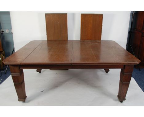 GOODALLS, MANCHESTER, TEN PIECE ARTS AND CRAFTS OAK DINING ROOM SUITE, COMPRISING; WIND-OUT EXTENDING DINING TABLE,  with can