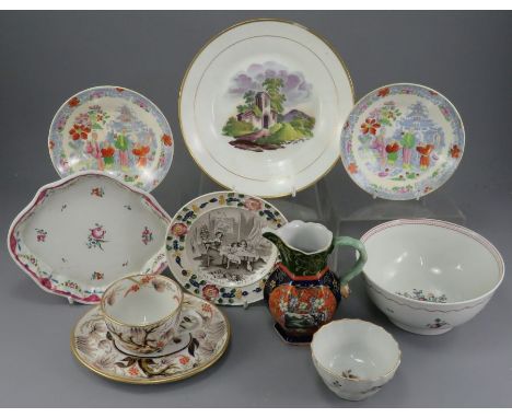 A group of mostly early nineteenth century British ceramics, c. 1800-30. To include Masons, Newhall, Spode, Worcester, Rathbo