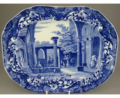An uncommon late nineteenth century blue and white transfer-printed Copeland Spode Caramanian series platter c. 1880. It is m