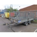 Ifor Williams twin axle trailer (12' x 6') with sides and cages - no ramp