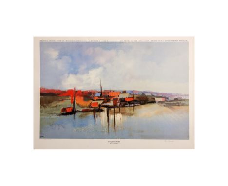 After the Rain is a color lithograph based on an original oil painting by Modernist artist R. A. Caesar who has represented a