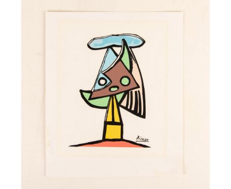 Original color lithograph on wove paper entitled Head of a woman (Olga) after Pablo Picasso's 1935 original Surrealist Portra