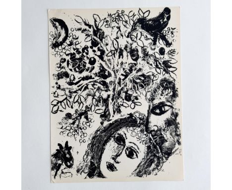 Monochrome lithograph on Arches wove paper entitled Le Couple devant l'Arbre (Couple in Front of a Tree) after Marc Chagall's
