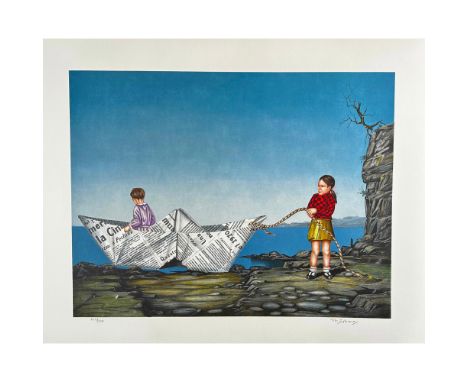 Lithograph titled Toy Boat Signed lower right numbered 143/200 Sight size 27" x 22.5"Condition: Age related wear. 