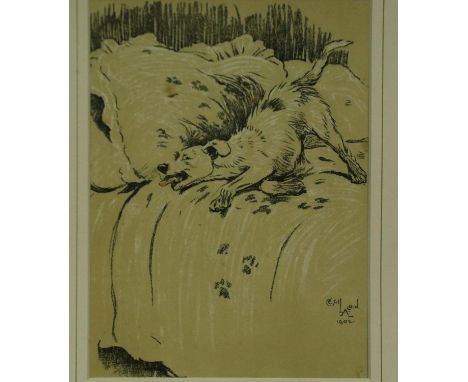 Cecil Aldin (1870 - 1935): early 20th century lithograph, Muddy Paws, 19 x 25 cm. Not available for in-house P&amp;P 