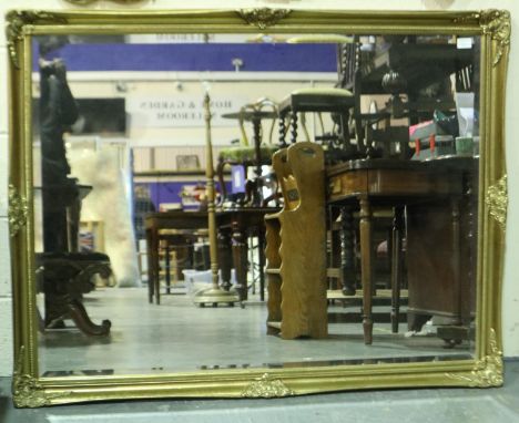 Large 20th century gilt framed bevelled edge mirror in good condition, 133 x 104 cm. Not available for in-house P&amp;P 