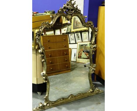 A modern Rococo wall mirror with heavily carved frame, 121 x 147 cm. Not available for in-house P&amp;P 