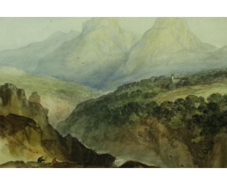 John Rawson Walker (1796-1873): watercolour, Parnassus, circa 1835, 25 x 17 cm. Not available for in-house P&amp;P 