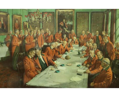 George Goodwin Kilburne (1839 - 1934): colour lithograph, The Tarporley Hunt Club 1962, 65 x 72 cm. Not available for in-hous