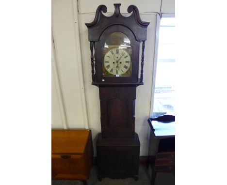 A Victorian mahogany 8-day longcase clock (lacking weights and pendulum)