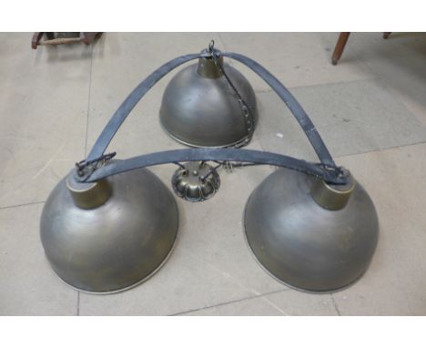 A metal ceiling light