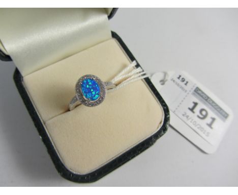 Blue opal dress ring stamped 925