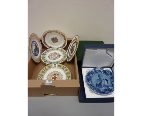 Three Spode limited edition collectors plates 'The United States Marines' (boxed) and other collectors plates in one box
