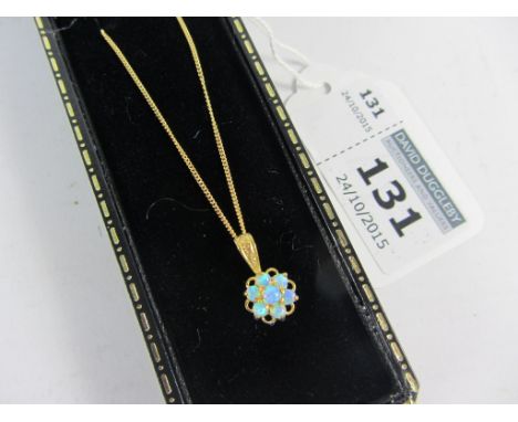 Gold-plated opal daisy pendant necklace stamped 925