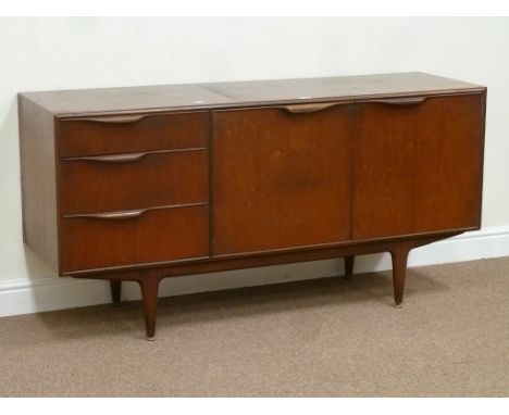 MacIntosh Dunvagen vintage retro teak sideboard fitted with double cupboard and three drawers, W153cm, H76cm, D46cm