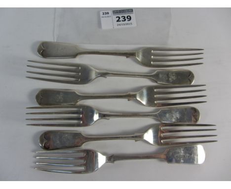 Set of six silver fiddle pattern dessert forks by Hutton Sheffield 1916 9oz