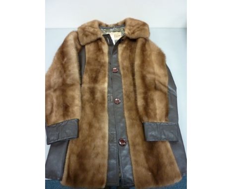Vintage Clothing - mink and leather coat bearing label 'Maxwell Cowan' 