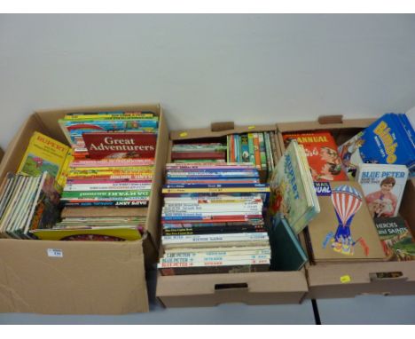 Rupert annuals and books by Mary Tourtell, 'Blue Peter', 'Bimbo' and other vintage annuals etc in three boxes 
