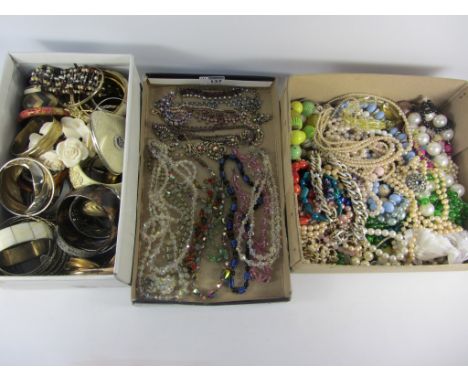 Vintage and later beads, necklaces, bangles in three boxes