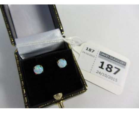 Pair of opal gold-plated stud ear-rings
