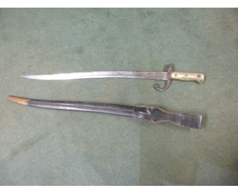 TWO FRENCH CHASSEPOT BAYONETS, one dated 1868, one with scabbard, blades 57cm long 