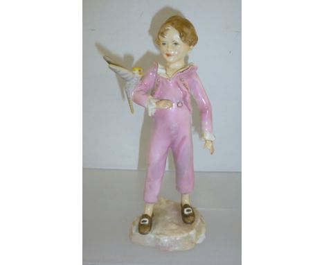 A ROYAL WORCESTER BONE CHINA FIGURINE "Parakeet", 3087 in pink costume, modelled by F. Doughty, 17.5cm high 