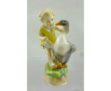 A ROYAL WORCESTER BONE CHINA FIGURE "Goosie Goosie Gander", 3304, 14.5cm high 