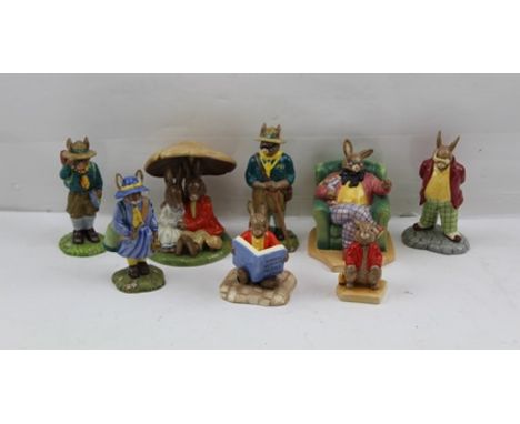 A COLLECTION OF ROYAL DOULTON CERAMIC FIGURES, "The Bunnykins" Series comprising; Boy Scout, Scout Leader, Girl Guide, Little