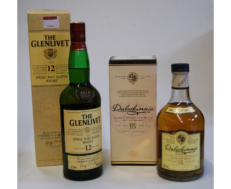 The Glenlivet 12 year old single malt Scotch Whisky, 70cl, 40%, one bottle in carton; and Dalwhinnie 15 year old single Highl